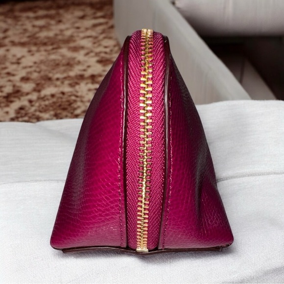 Coach Pebbled Leather Zip Around Cosmetic Pouch in Pink Orchard EUC - Picture 6 of 11